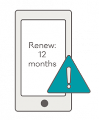 Phone screen with renewal reminder