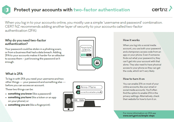 Protect your accounts with two factor authentication