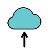 Icon of cloud uploading data. 