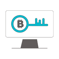 Graphic of bitcoin key on a computer screen