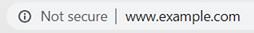 A non-secure website displaying in the Chrome browser address bar