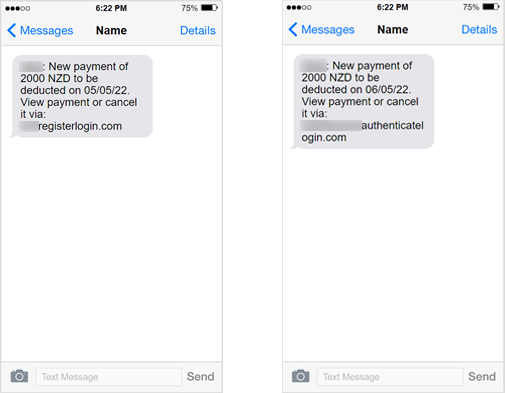 Examples of text message scams